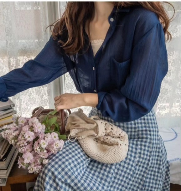 FRILL-T韓國直郵㊣東大門實拍女裝新品推薦人氣襯衫蕾絲衫FRILL-T襯衫/蕾絲衫