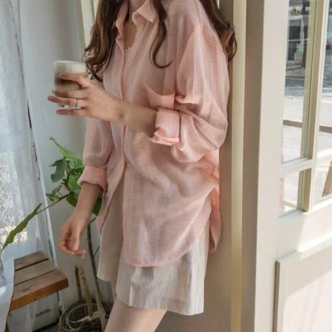 FRILL-T韓國直郵㊣東大門實拍女裝新品推薦人氣襯衫蕾絲衫FRILL-T襯衫/蕾絲衫