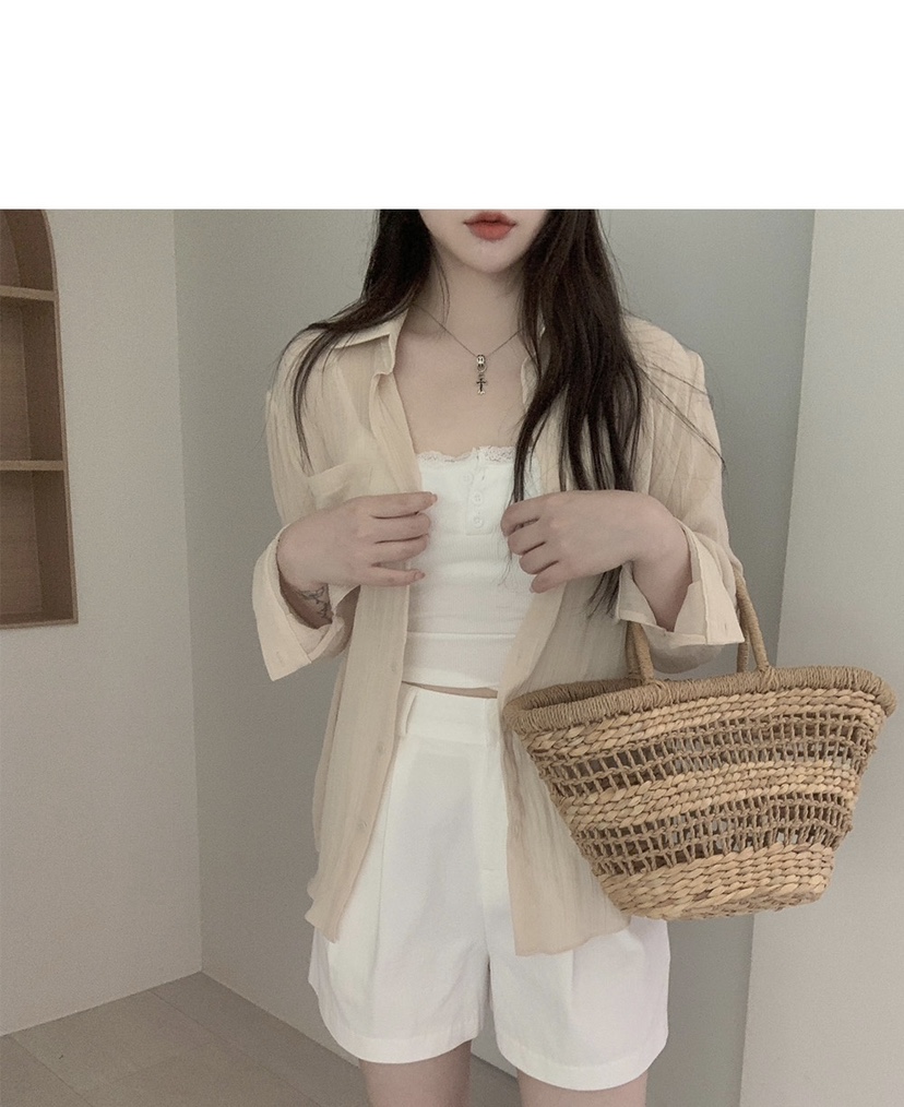 FRILL-T韓國直郵㊣東大門實拍女裝新品推薦人氣襯衫蕾絲衫FRILL-T襯衫/蕾絲衫