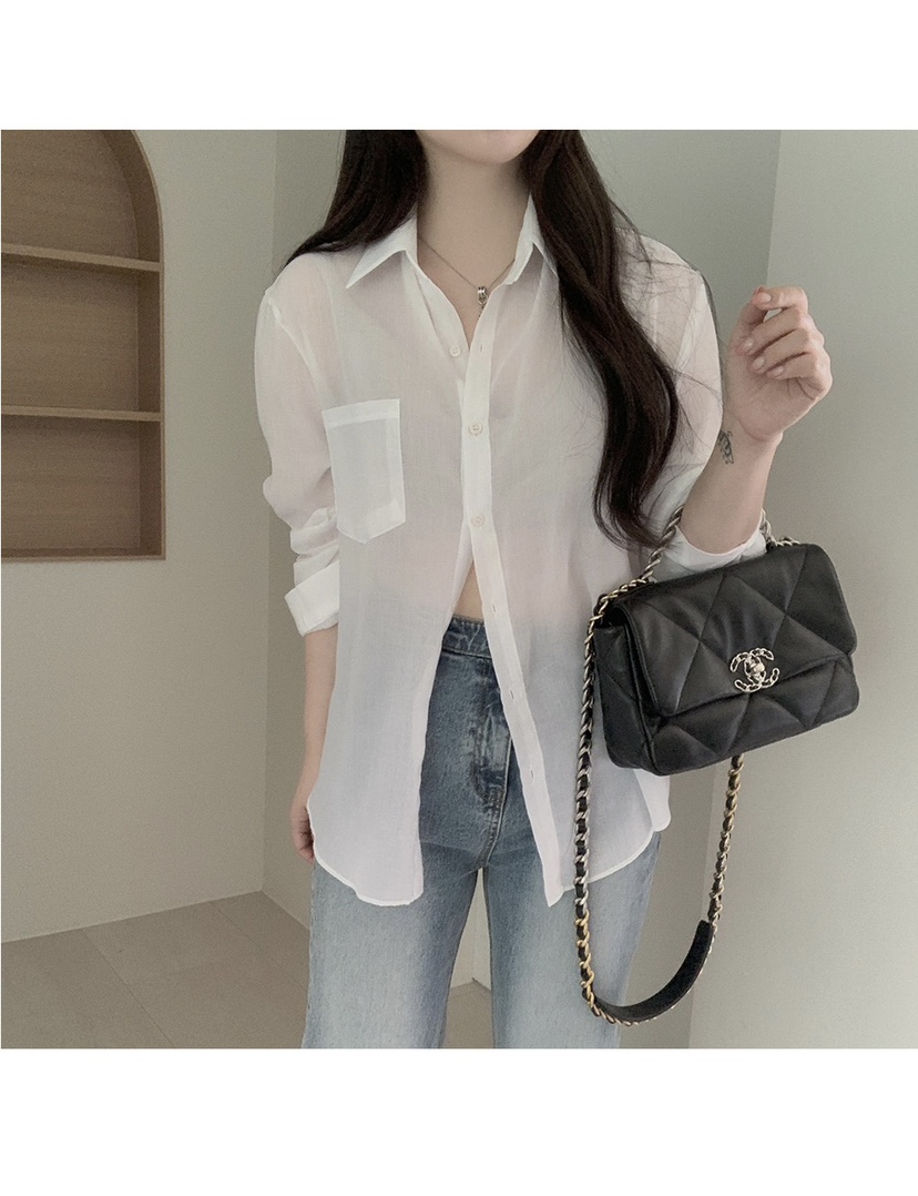FRILL-T韓國直郵㊣東大門實拍女裝新品推薦人氣襯衫蕾絲衫FRILL-T襯衫/蕾絲衫