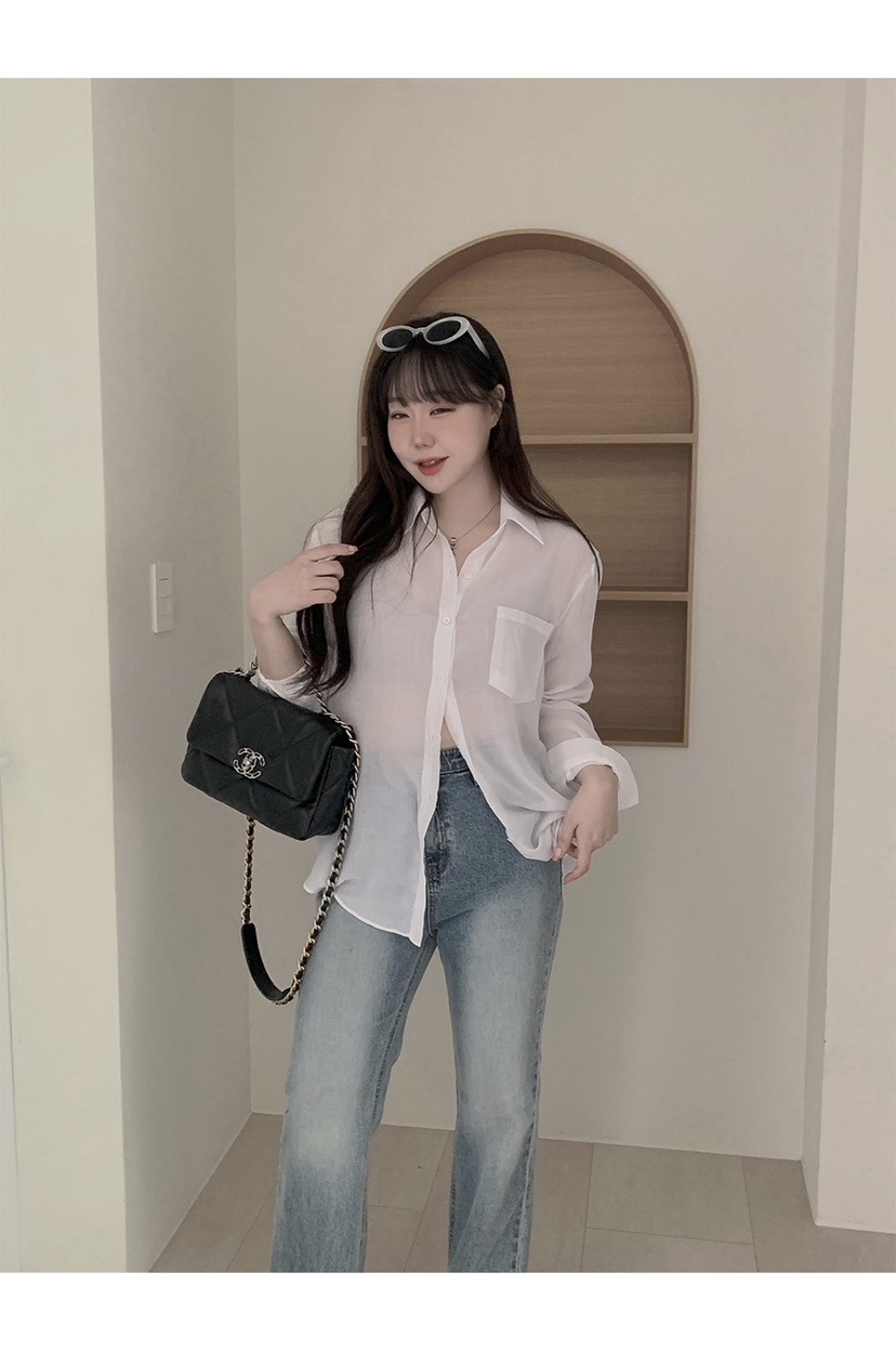FRILL-T韓國直郵㊣東大門實拍女裝新品推薦人氣襯衫蕾絲衫FRILL-T襯衫/蕾絲衫