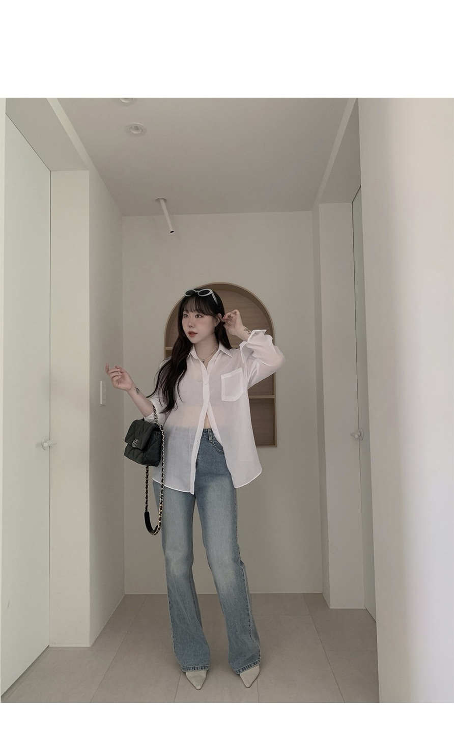 FRILL-T韓國直郵㊣東大門實拍女裝新品推薦人氣襯衫蕾絲衫FRILL-T襯衫/蕾絲衫