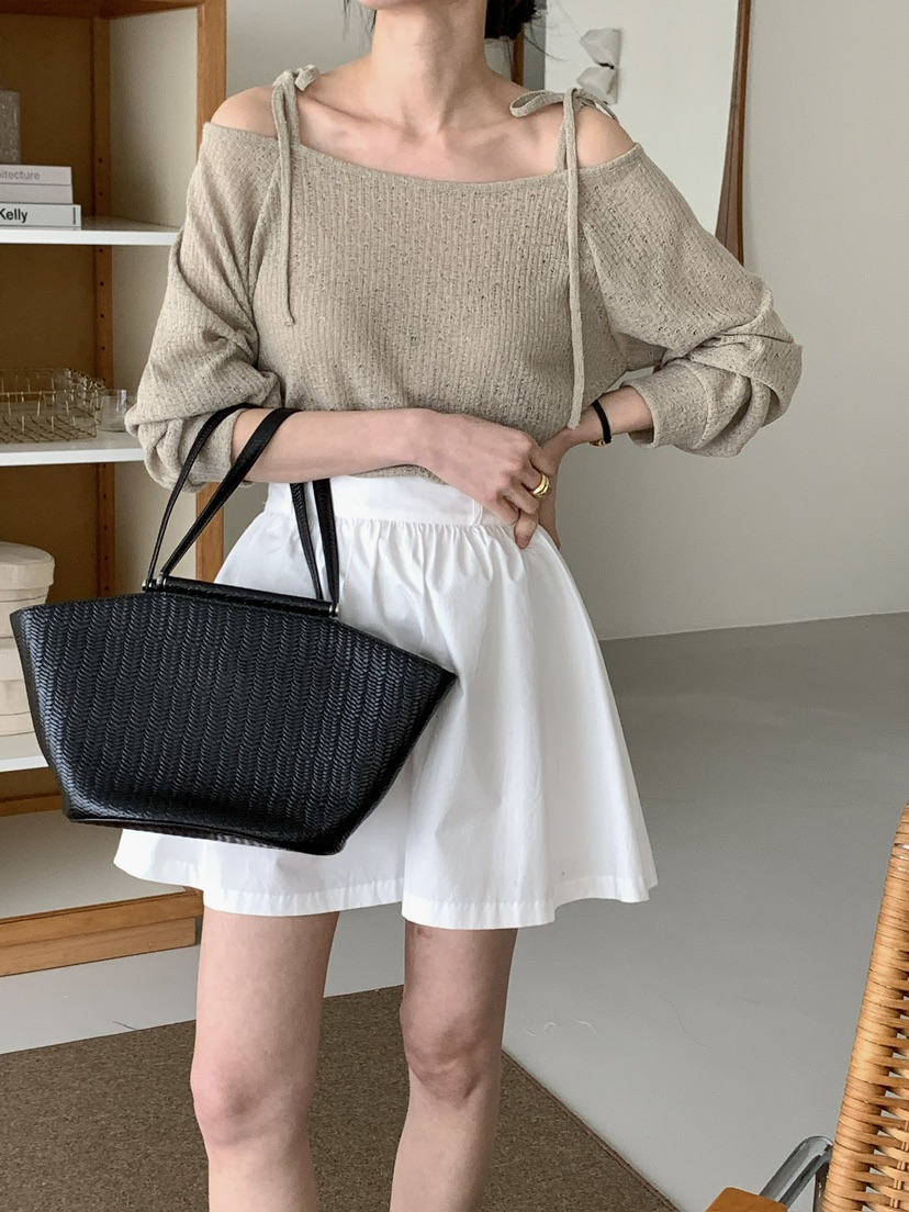 FRILL-T韓國直郵㊣女裝新款休閑時尚人氣推薦熱賣針織衫亞麻FRILL-T針織衫