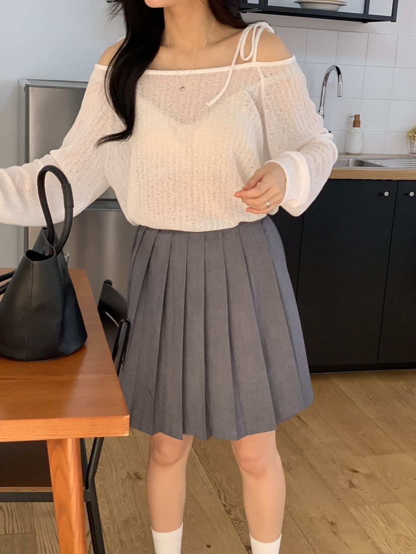 FRILL-T韓國直郵㊣女裝新款休閑時尚人氣推薦熱賣針織衫亞麻FRILL-T針織衫