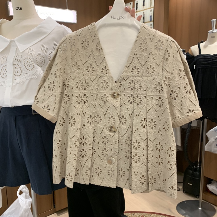 OGI直郵韓國代購㊣女裝新款時尚25春夏推薦熱賣人氣襯衫蕾絲衫FLat OGI襯衫/蕾絲衫