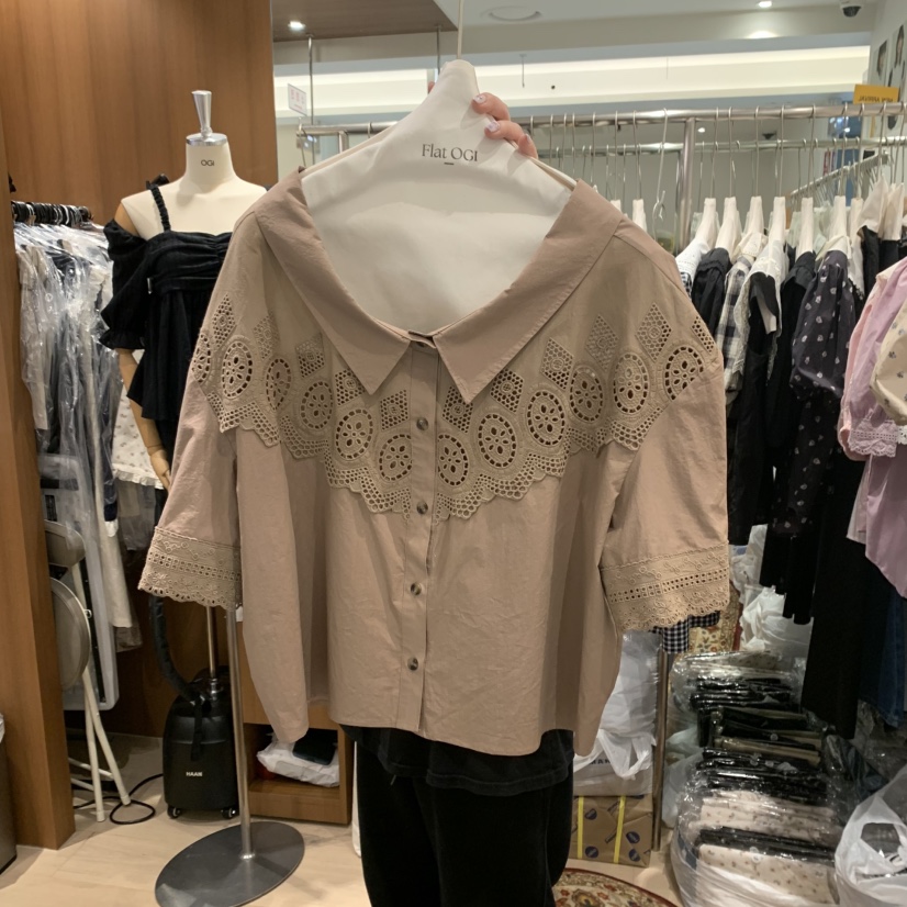 OGI韓國直郵㊣東大門實拍女裝新品時尚25春夏推薦襯衫蕾絲衫FLat OGI襯衫/蕾絲衫圖色2