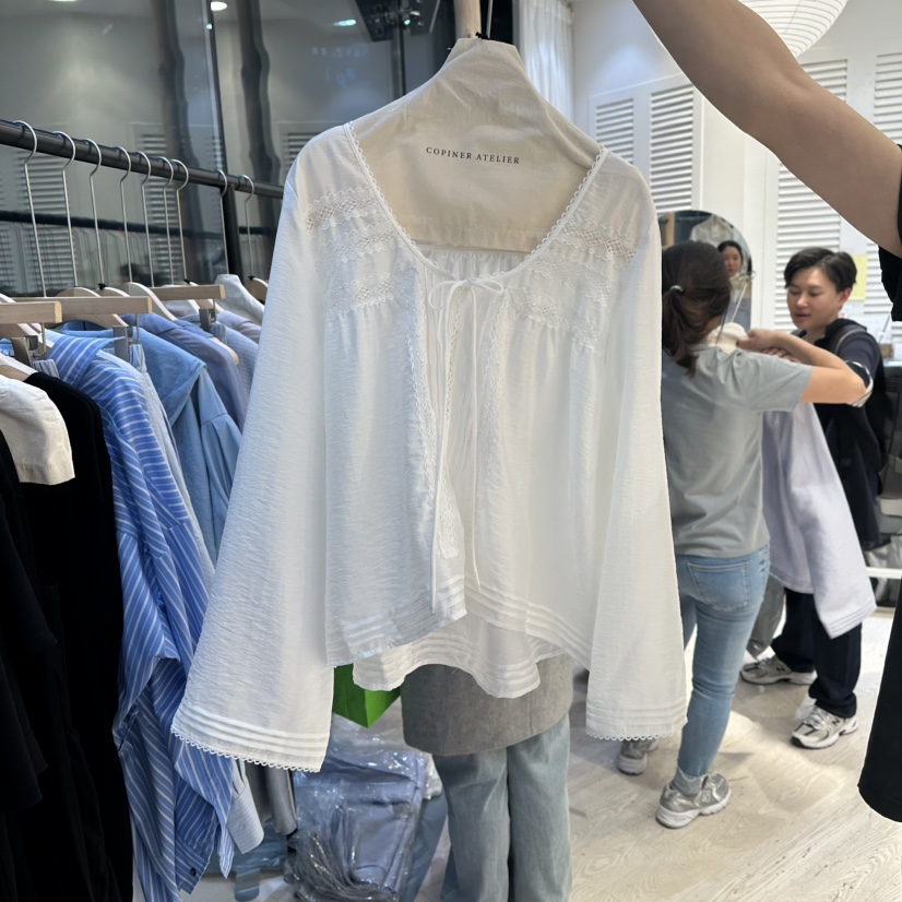 COPINER韓國㊣直郵東大門代購女裝新款25春夏時尚襯衫蕾絲衫COPINER襯衫/蕾絲衫
