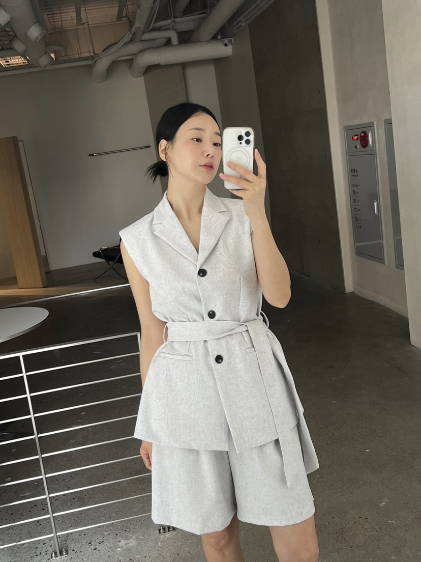 VERNI韓國㊣直郵東大門代購女裝新款休閑推薦25春夏馬甲含腰帶VERNI馬甲