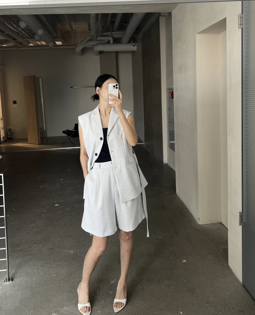 VERNI韓國㊣直郵東大門代購女裝新款休閑推薦25春夏馬甲含腰帶VERNI馬甲