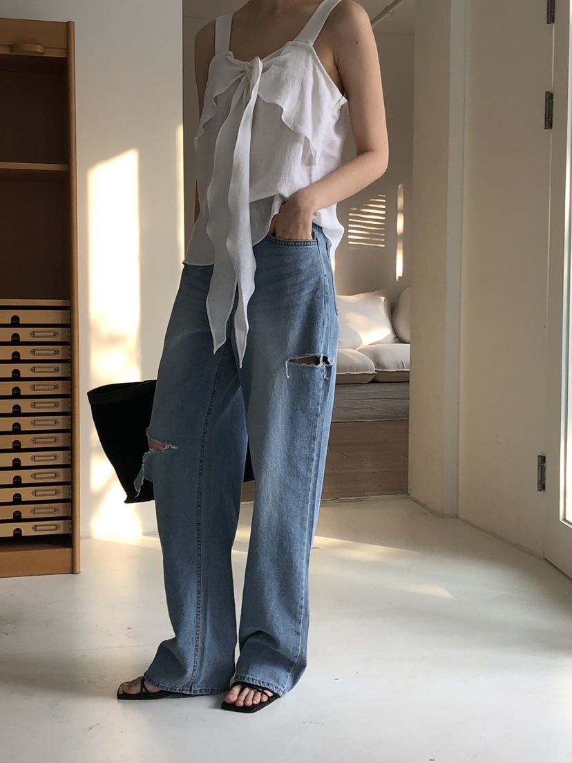 LOGON韓國直郵㊣東大門實拍女裝新品熱賣25春夏吊帶背心亞麻LOGON吊帶/背心