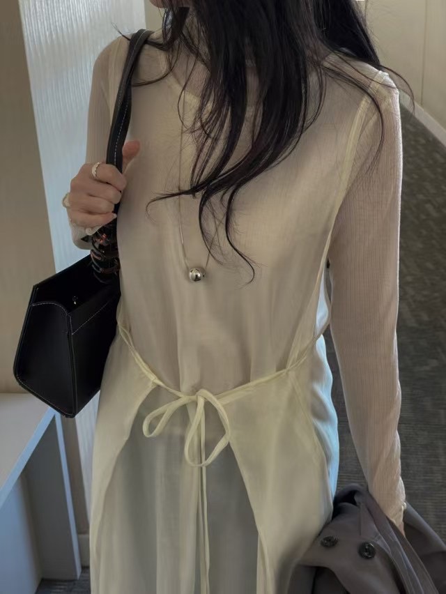 SOUFFLE韓國㊣直郵東大門代購女裝新款25春夏連衣裙裹身裙透明SOUFFLE連衣裙