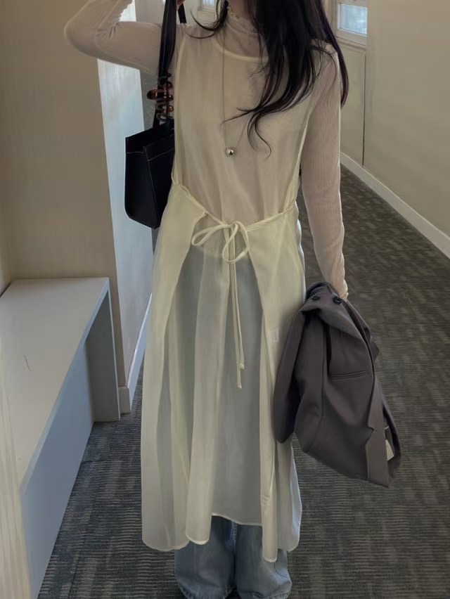 SOUFFLE韓國㊣直郵東大門代購女裝新款25春夏連衣裙裹身裙透明SOUFFLE連衣裙圖色2