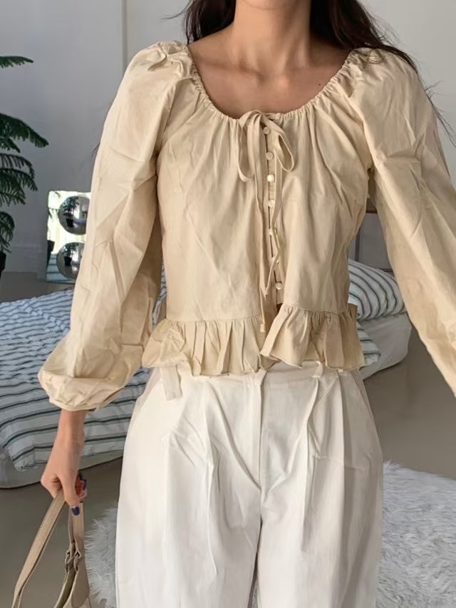 SOUFFLE直郵韓國代購㊣女裝新款熱賣推薦25春夏時尚襯衫蕾絲衫SOUFFLE襯衫/蕾絲衫