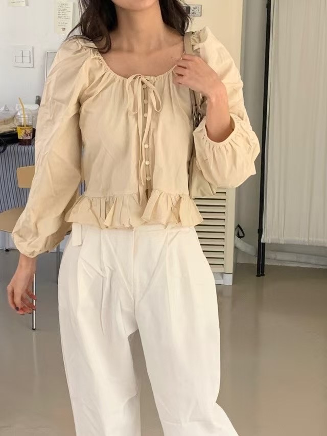 SOUFFLE直郵韓國代購㊣女裝新款熱賣推薦25春夏時尚襯衫蕾絲衫SOUFFLE襯衫/蕾絲衫