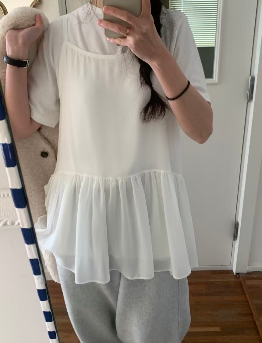 SOUFFLE直郵韓國代購㊣女裝新品25春夏時尚連衣裙荷葉邊緊身SOUFFLE連衣裙