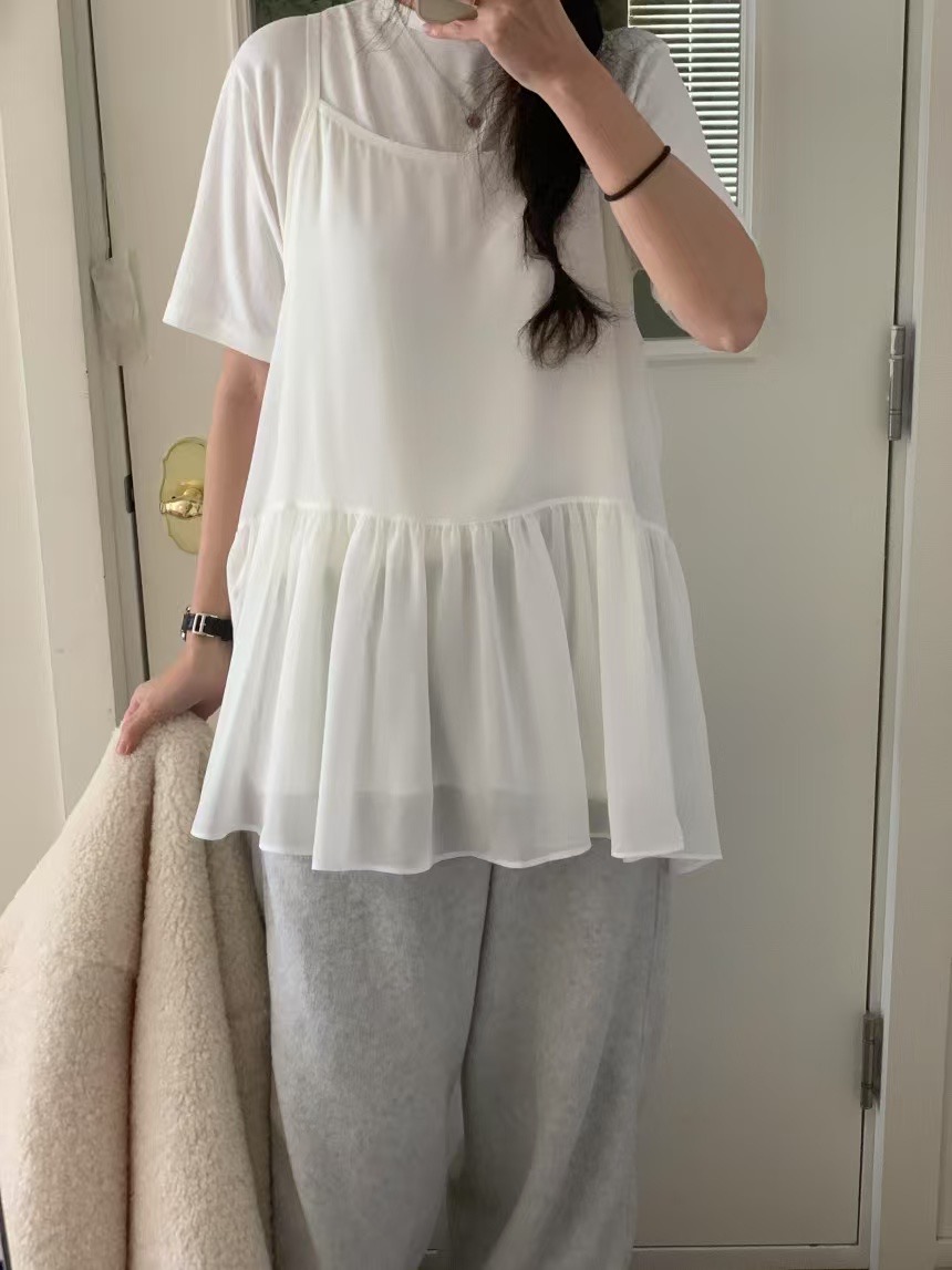 SOUFFLE直郵韓國代購㊣女裝新品25春夏時尚連衣裙荷葉邊緊身SOUFFLE連衣裙