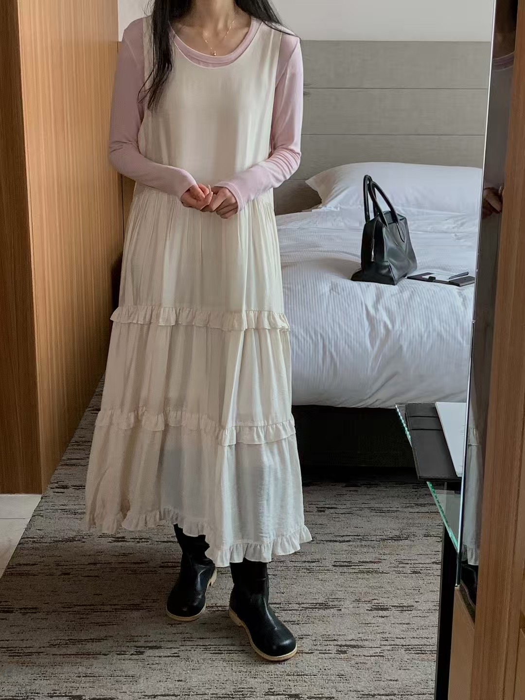 SOUFFLE直郵韓國代購㊣女裝新款休閑熱賣25春夏推薦連衣裙柔軟SOUFFLE連衣裙