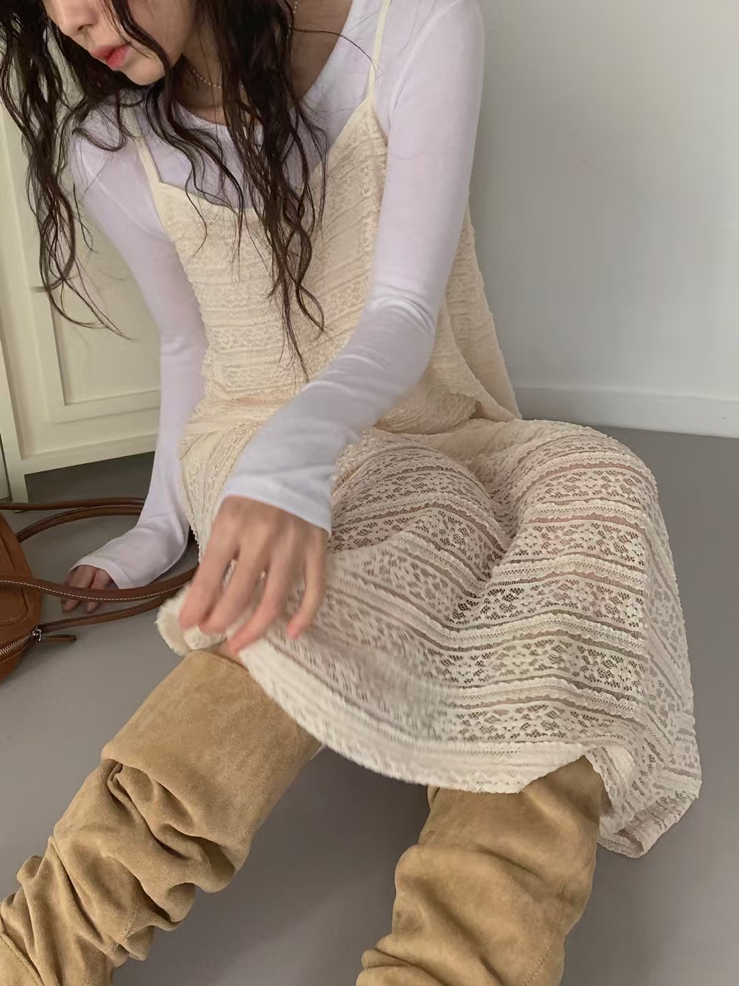 SOUFFLE直郵韓國代購㊣女裝新款時尚推薦熱賣連衣裙復古蕾絲SOUFFLE連衣裙