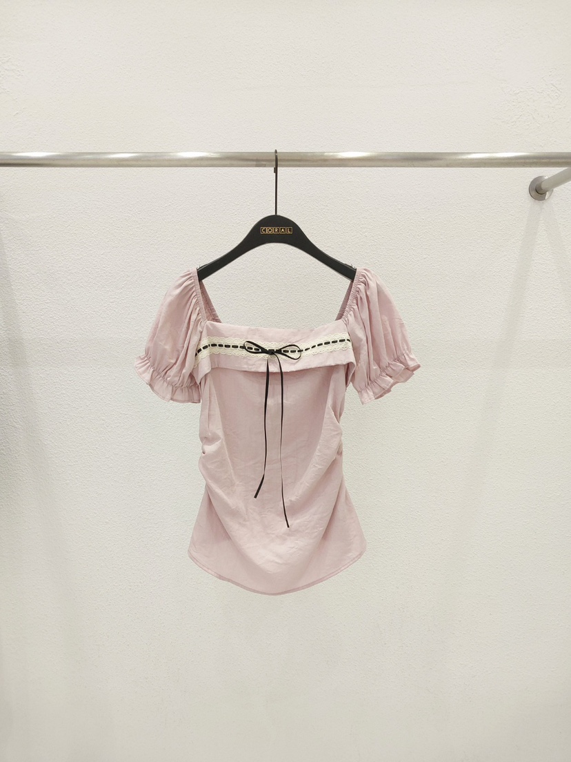 CORAL韓國直郵㊣女裝新品熱賣人氣休閑25春夏時尚襯衫蕾絲衫CORAL襯衫/蕾絲衫