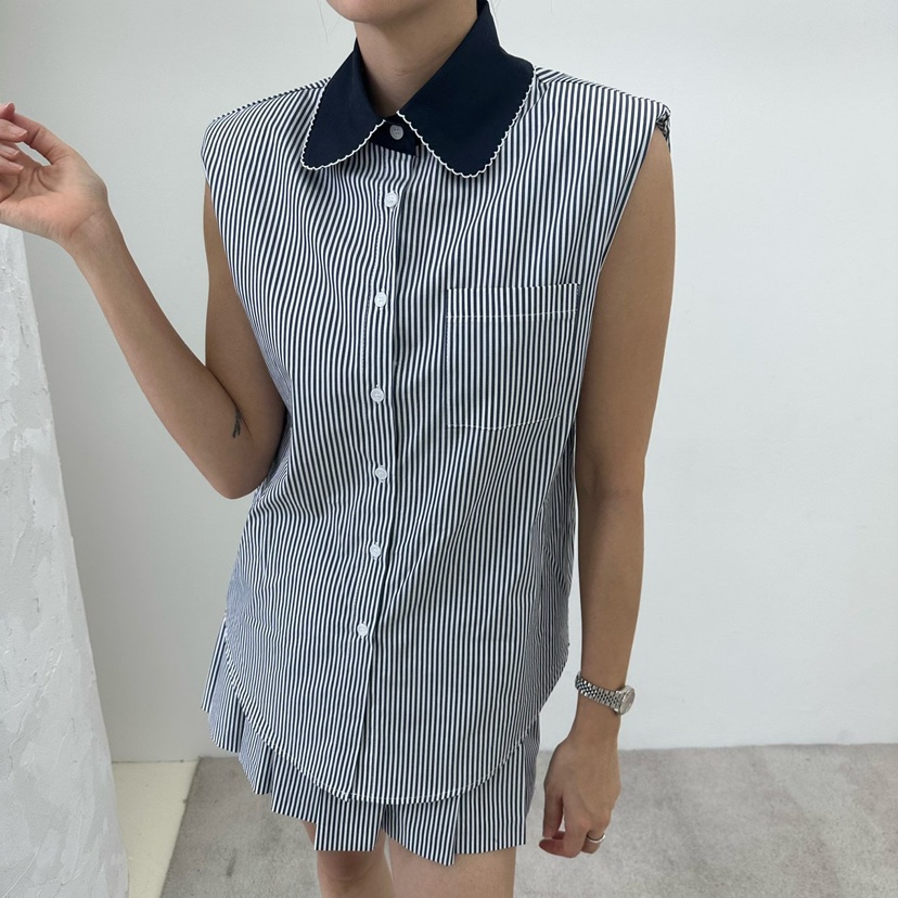MABEL-Q韓國㊣直郵東大門代購女裝新款25春夏人氣馬甲刺繡SOUIT by mabel-Q馬甲圖色2