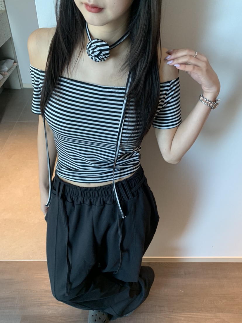 BADCALM韓國直郵㊣女裝新品25春夏人氣休閑時尚熱賣T恤含脖帶BADCALMT恤