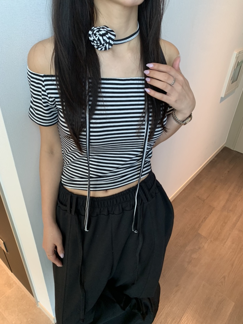 BADCALM韓國直郵㊣女裝新品25春夏人氣休閑時尚熱賣T恤含脖帶BADCALMT恤