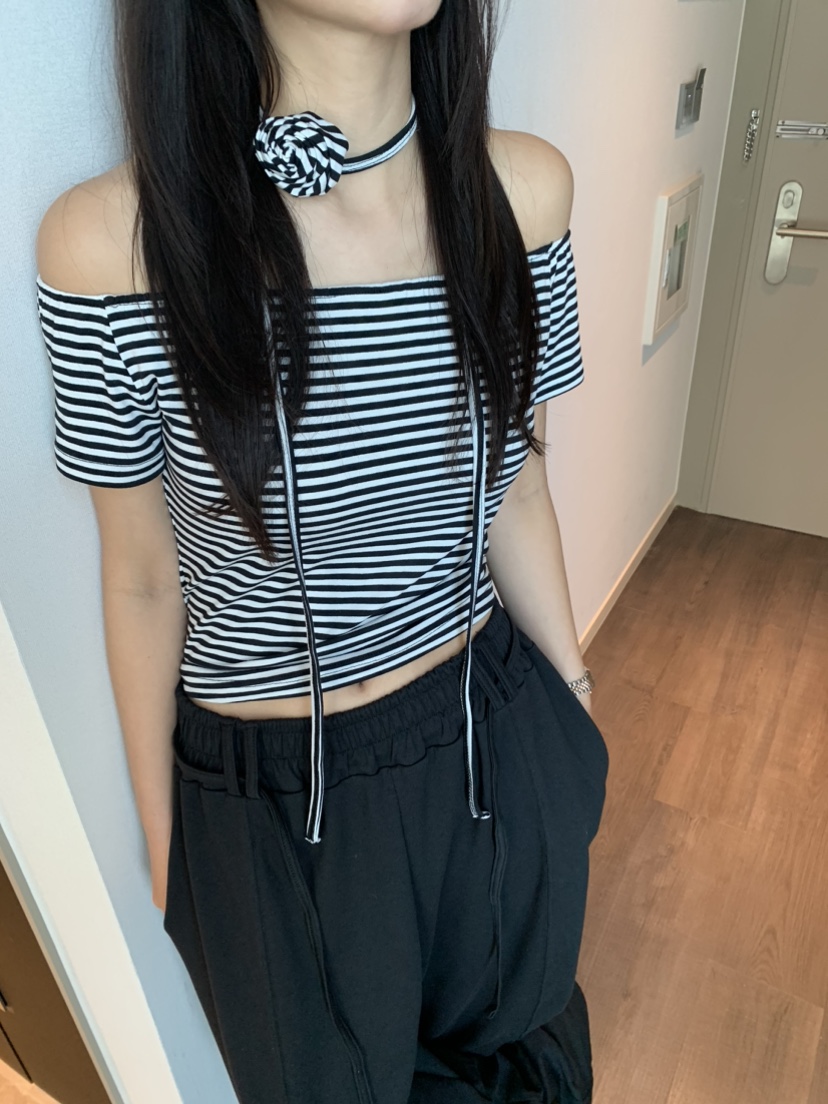 BADCALM韓國直郵㊣女裝新品25春夏人氣休閑時尚熱賣T恤含脖帶BADCALMT恤