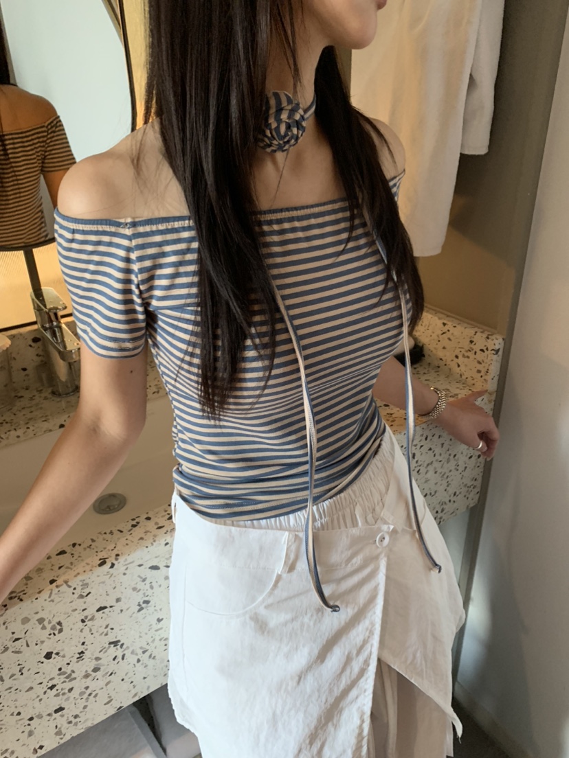 BADCALM韓國直郵㊣女裝新品25春夏人氣休閑時尚熱賣T恤含脖帶BADCALMT恤