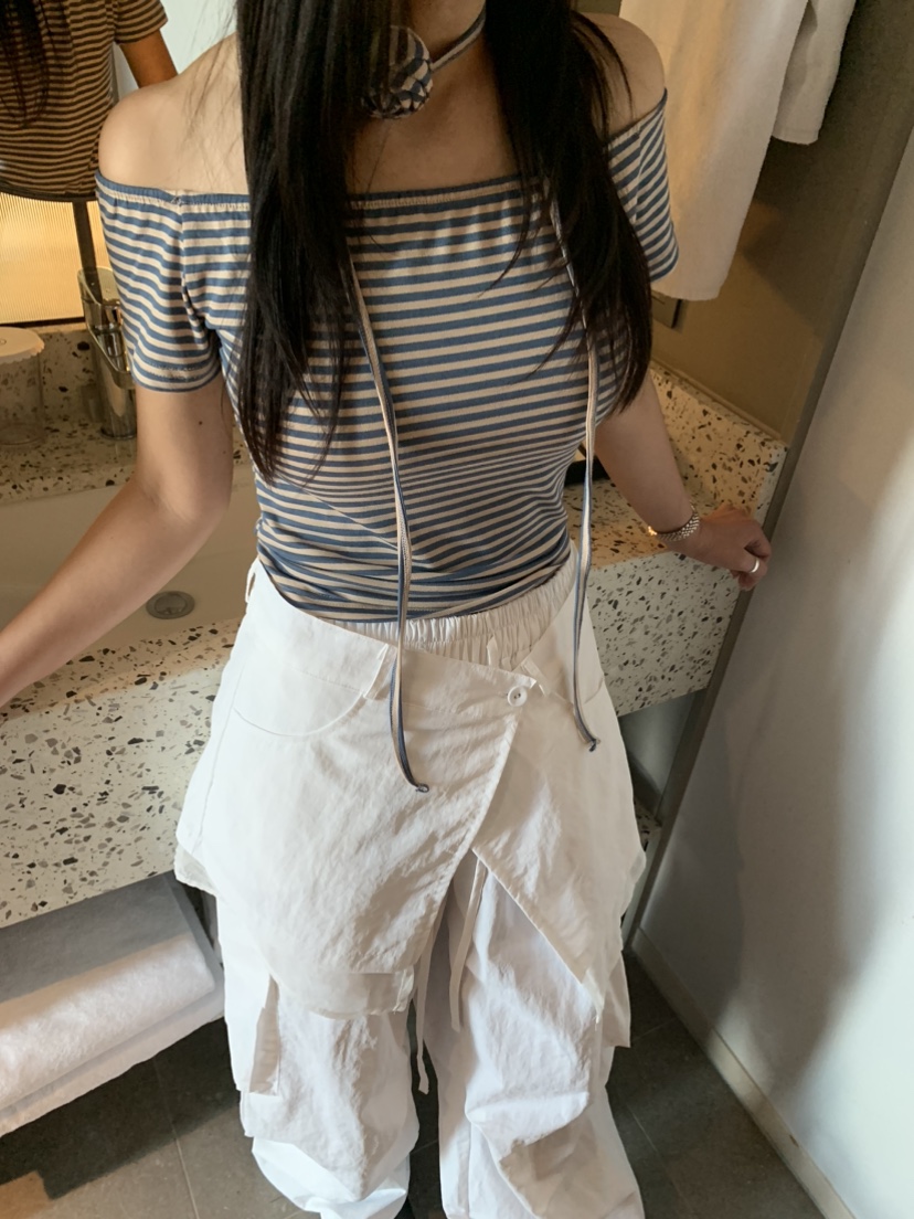 BADCALM韓國直郵㊣女裝新品25春夏人氣休閑時尚熱賣T恤含脖帶BADCALMT恤