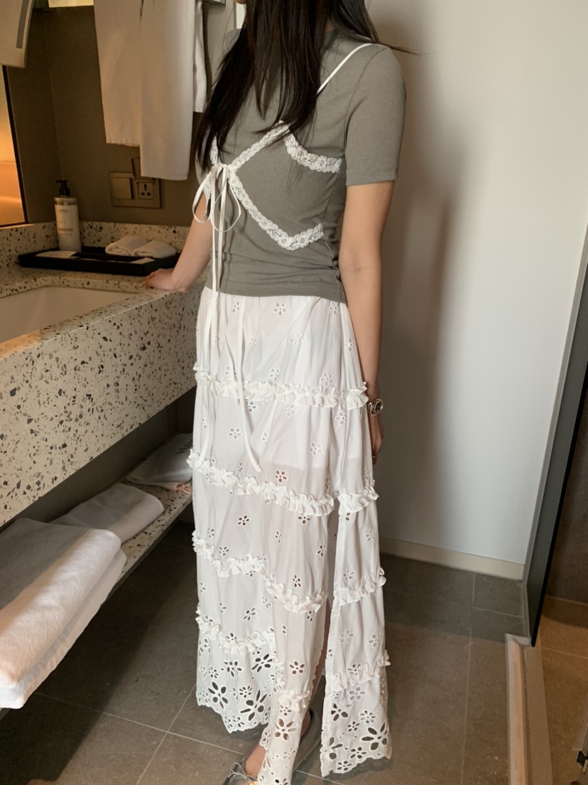 BADCALM韓國㊣直郵東大門代購女裝新款人氣時尚25春夏長裙荷葉邊BADCALM長裙