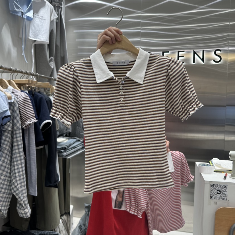 BEENS直郵韓國代購㊣女裝新品25春夏休閑人氣時尚推薦熱賣T恤BEENST恤圖色2