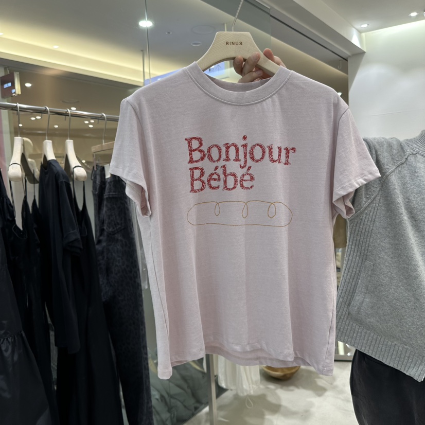BINUS直郵韓國代購㊣女裝新品時尚熱賣休閑推薦25春夏人氣T恤BINUST恤圖色3