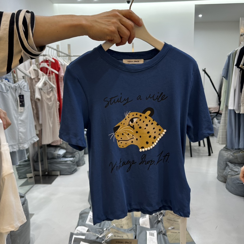 VISUAL SPACE韓國直郵㊣東大門實拍女裝新品休閑人氣熱賣T恤VISUAL SPACET恤圖色2