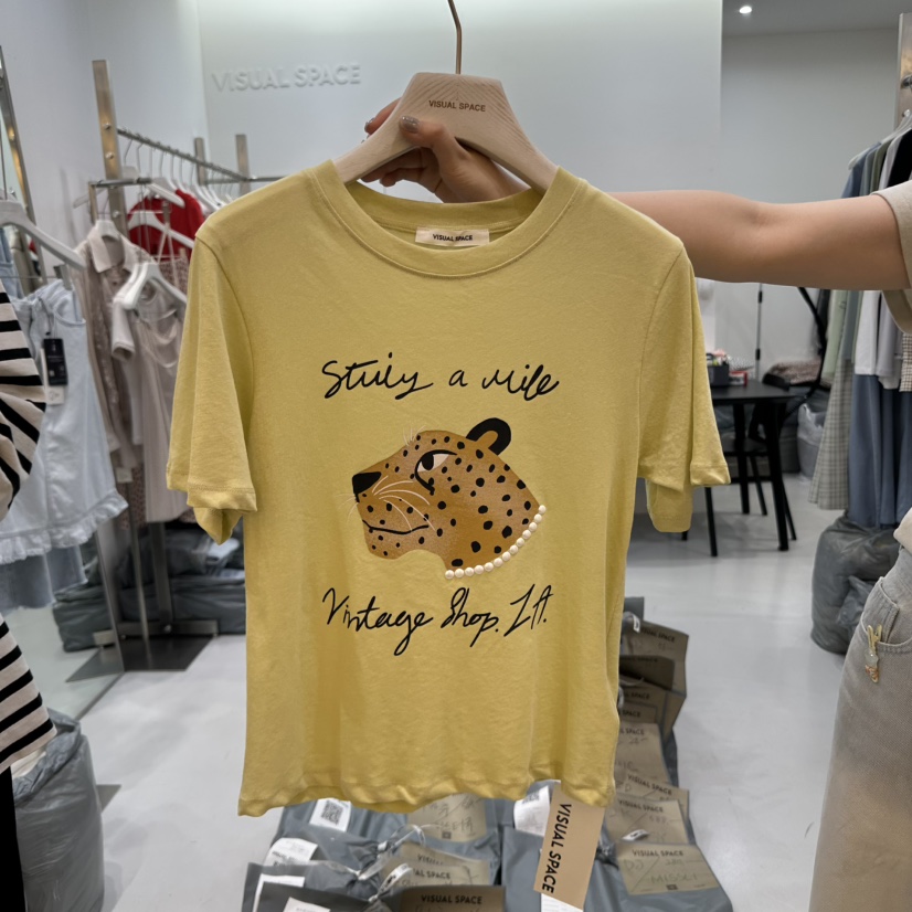 VISUAL SPACE韓國直郵㊣東大門實拍女裝新品休閑人氣熱賣T恤VISUAL SPACET恤圖色3
