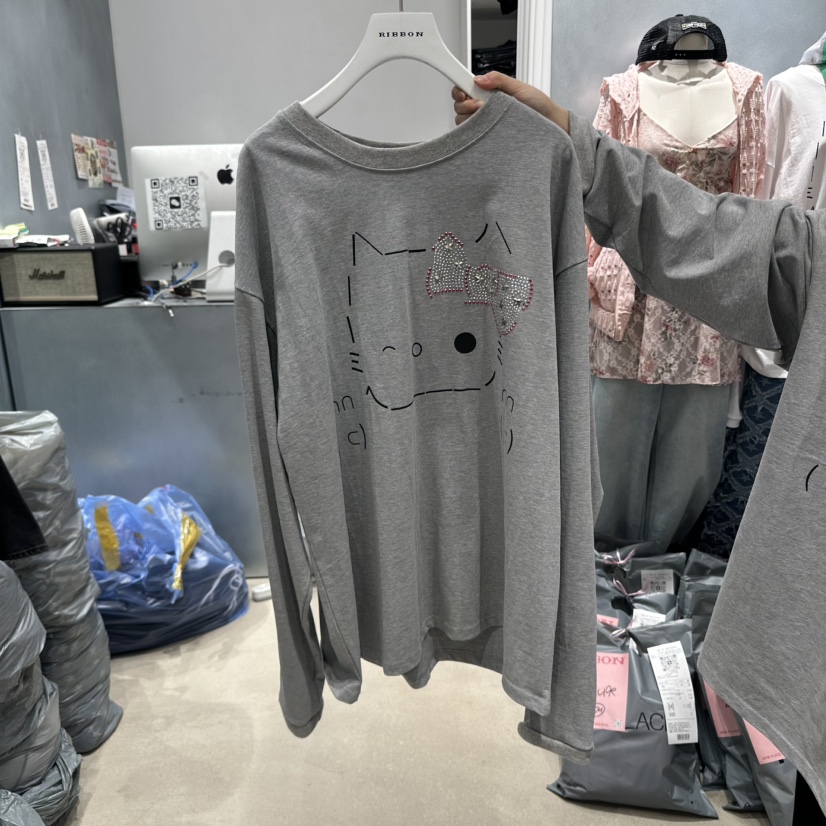 RIBBON韓國直郵㊣女裝新品熱賣時尚人氣25春夏休閑推薦長袖T恤RIBBON長袖T恤圖色3