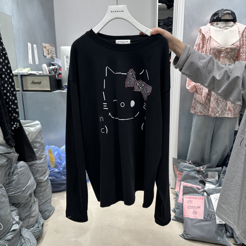 RIBBON韓國直郵㊣女裝新品熱賣時尚人氣25春夏休閑推薦長袖T恤RIBBON長袖T恤圖色4