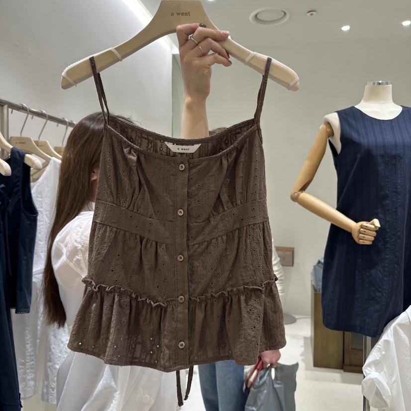 A WANT韓國㊣直郵東大門代購女裝新品時尚25春夏熱賣吊帶背心A WANT吊帶/背心