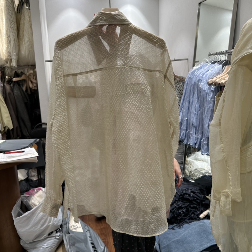 BERTHA韓國㊣直郵東大門代購女裝新品休閑襯衫蕾絲衫格紋透視BERTHA襯衫/蕾絲衫