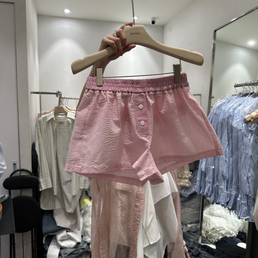 BERTHA韓國㊣直郵東大門代購女裝新品推薦時尚短褲格紋條紋BERTHA短褲圖色2