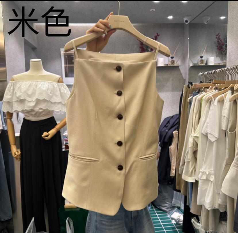 BABYTOUCH韓國㊣直郵東大門代購女裝新款推薦人氣吊帶背心亞麻BABYTOUCH吊帶/背心圖色2