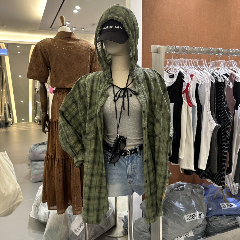 AMOUR韓國直郵㊣東大門實拍女裝新品推薦熱賣時尚夾克紗布連帽AMOUR夾克