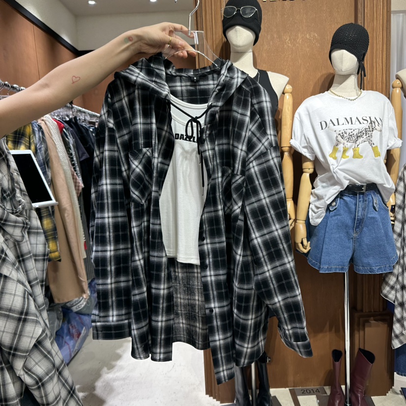 AMOUR韓國直郵㊣東大門實拍女裝新品推薦熱賣時尚夾克紗布連帽AMOUR夾克圖色3