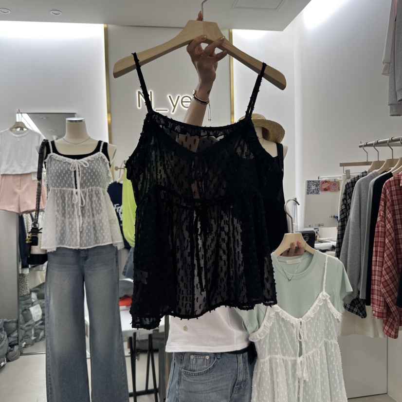 N YEN韓國直郵㊣東大門實拍女裝新款熱賣吊帶背心荷葉邊蕾絲N YEN吊帶/背心