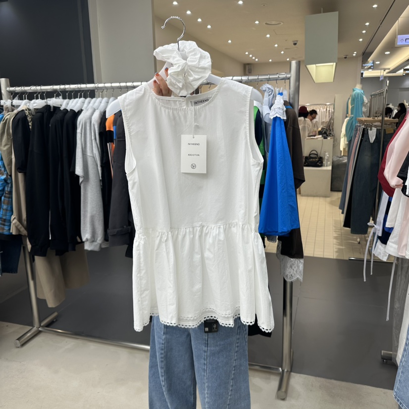 INTHEEND韓國直郵㊣東大門實拍女裝新品時尚吊帶背心含頭飾蕾絲INTHEEND吊帶/背心