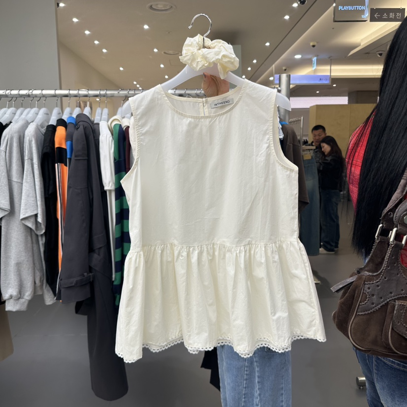 INTHEEND韓國直郵㊣東大門實拍女裝新品時尚吊帶背心含頭飾蕾絲INTHEEND吊帶/背心圖色3