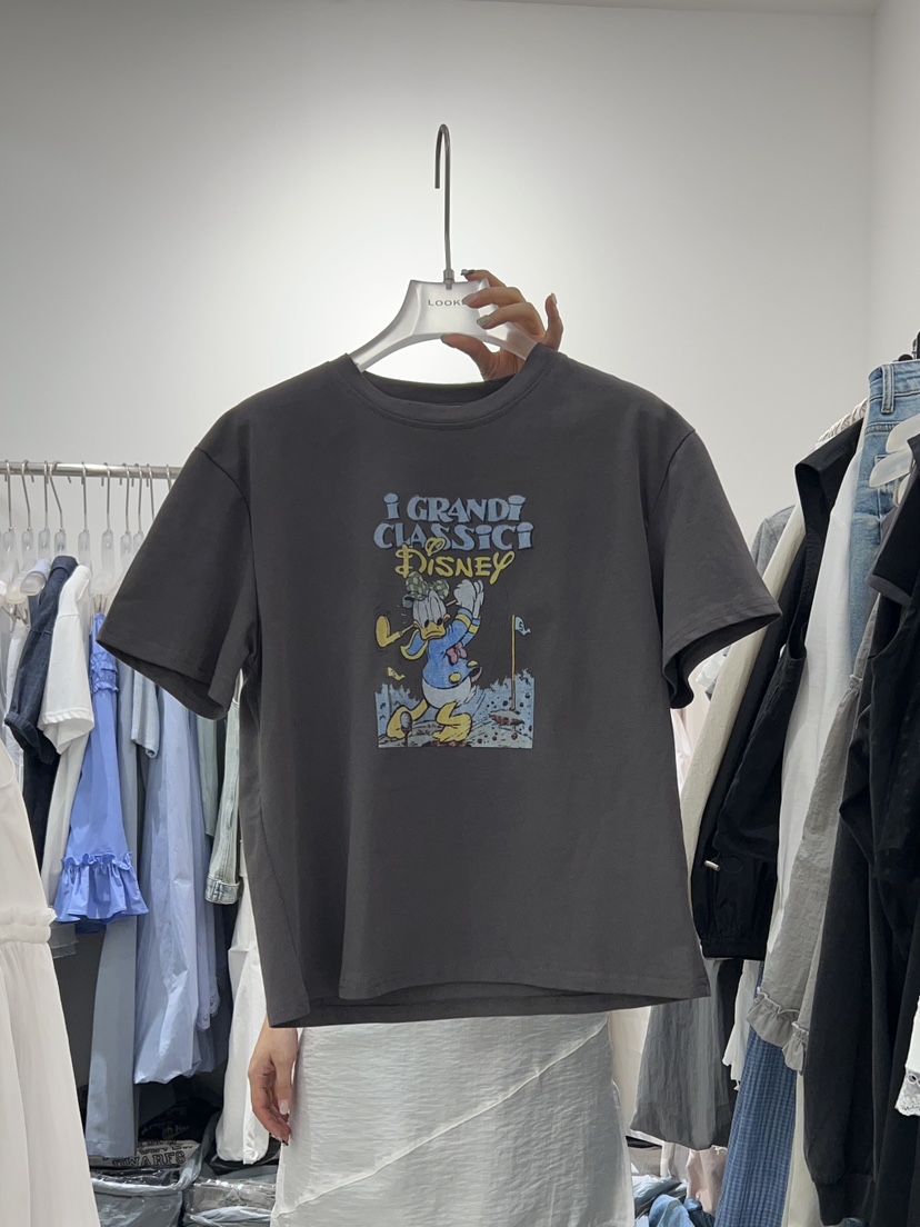 LOOKK韓國直郵㊣女裝新款時尚25春夏熱賣人氣推薦休閑T恤鴨LOOKKT恤圖色2