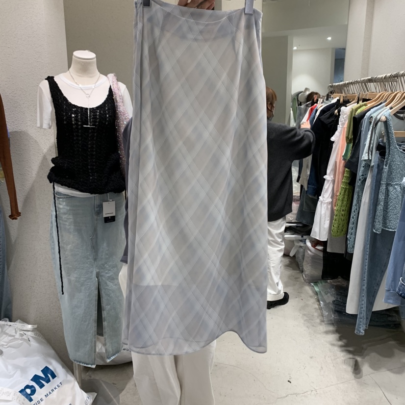 SSEMIENNE韓國直郵㊣女裝新款人氣時尚休閑半身裙中短裙格紋SSEMIENNE半身裙/中短裙