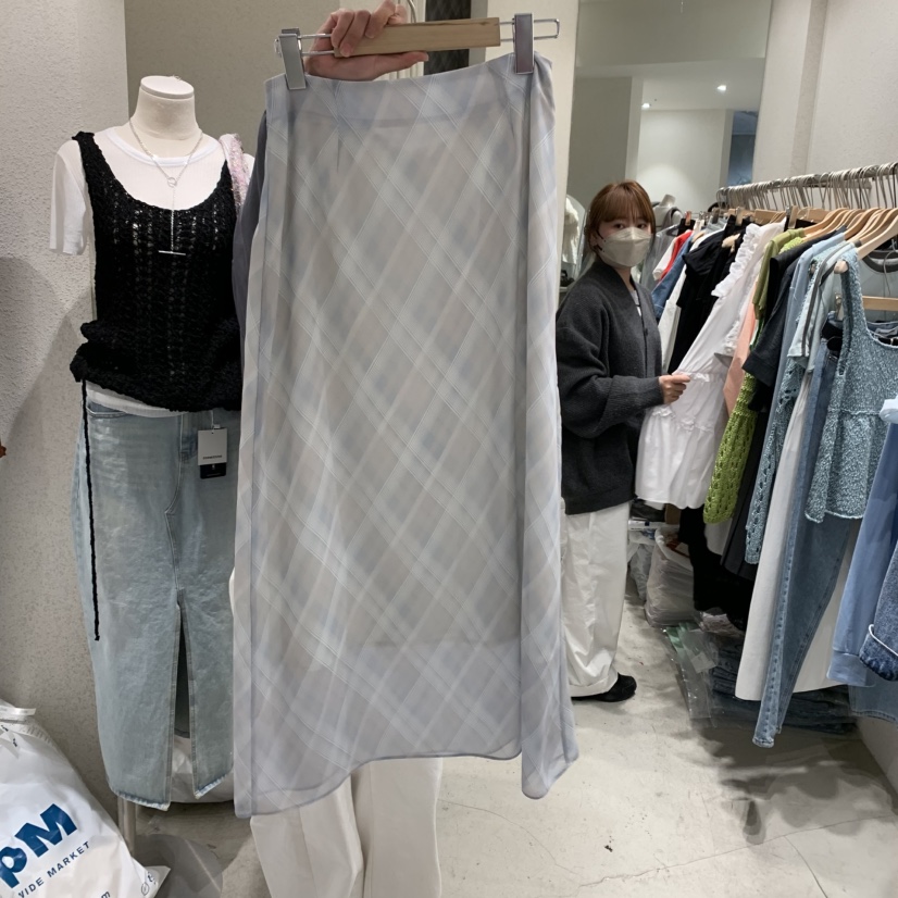 SSEMIENNE韓國直郵㊣女裝新款人氣時尚休閑半身裙中短裙格紋SSEMIENNE半身裙/中短裙
