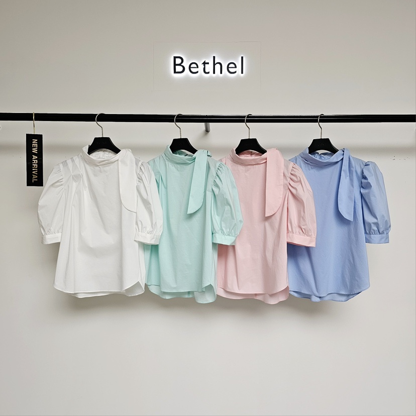 BETHEL直郵韓國代購㊣女裝新款推薦休閑熱賣襯衫蕾絲衫泡泡袖BETHEL襯衫/蕾絲衫