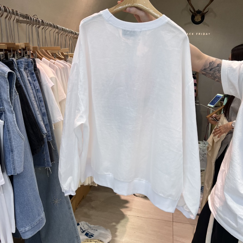 BLACKFRIDAY直郵韓國代購㊣女裝新品熱賣時尚推薦長袖T恤亞麻BLACK FRIDAY長袖T恤